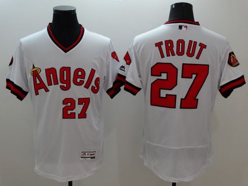 Mike Trout #27 Los Angeles Angels White Flex Base Stitched Jersey