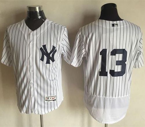 Yankees #13 Alex Rodriguez White Strip Team Logo Fashion Stitched MLB Jersey