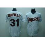 Men's Mitchell and Ness San Diego Padres #31 Dave Winfield Replica White  Throwback MLB Jersey